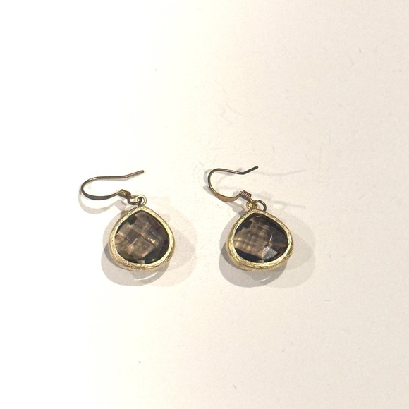 Elegant Gold and Brown Drop Earrings - Picture 1 of 3